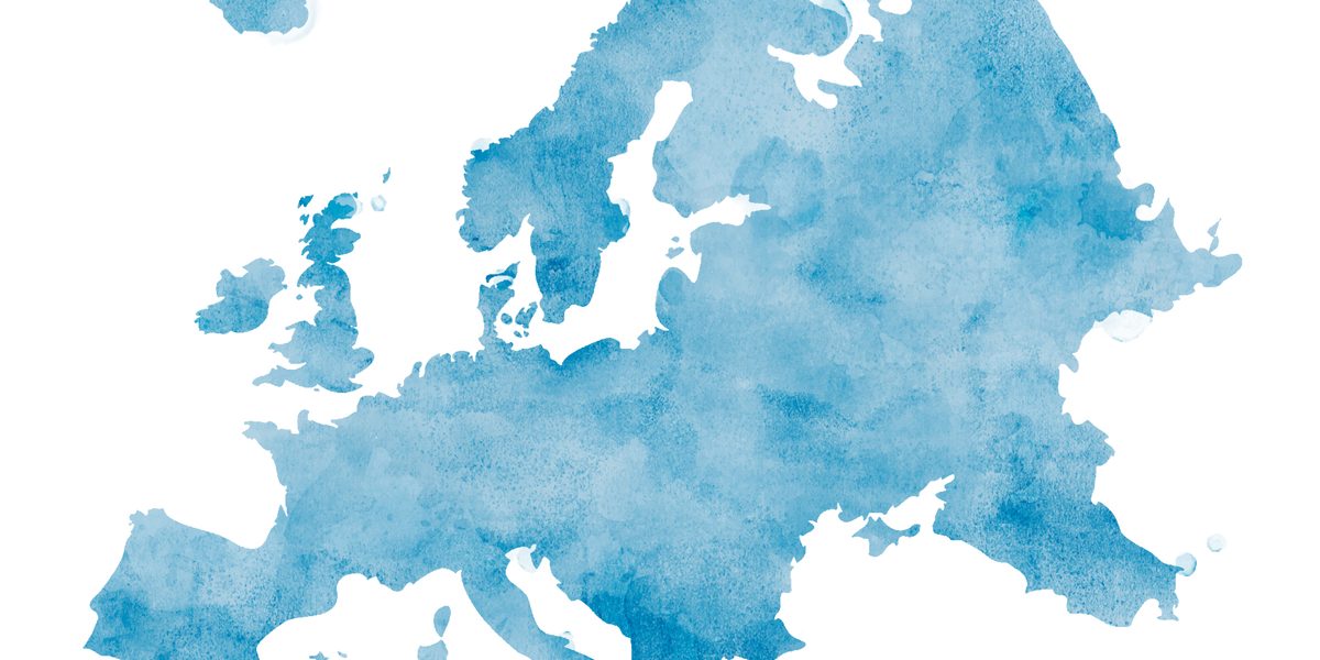 Colorful Isolated Europe in Watercolor
